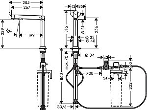 Смеситель для кухни Hansgrohe Aqittura M91 76804800 нержавеющая сталь купить в интернет-магазине сантехники Sanbest