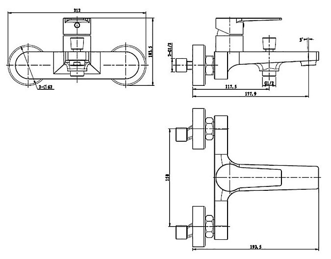 Смеситель для ванны Bien Lado ORB купить в интернет-магазине сантехники Sanbest