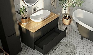 Тумба с раковиной Jorno Wood 100 серая для ванной в интернет-магазине Sanbest