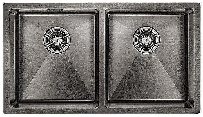 Мойка кухонная Paulmark TWIN PM237844-GM вороненая сталь купить в интернет-магазине сантехники Sanbest