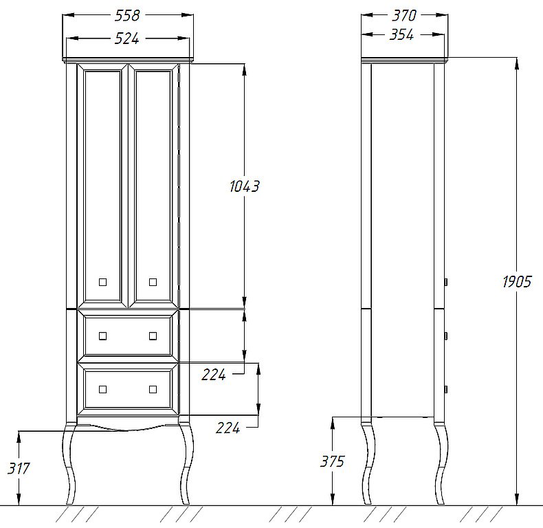 Пенал Опадирис Валери 56 сапфир для ванной в интернет-магазине сантехники Sanbest