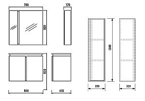 Зеркальный шкаф Creavit Verti 80 VE1080.00.VV орех купить в интернет-магазине сантехники Sanbest