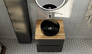 Тумба с раковиной Jorno Wood 60 серая для ванной в интернет-магазине Sanbest