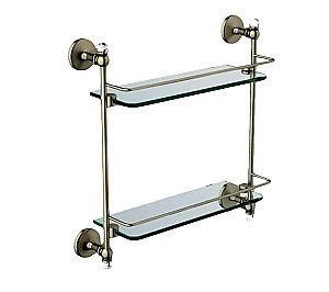 Полка стеклянная двойная Art&Max Antic Crystal AM-2682BSJ-BR бронза купить в интернет-магазине сантехники Sanbest