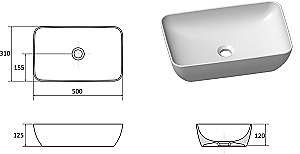 Раковина Ravak UNI SLIM XJX03150000 черный купить в интернет-магазине Sanbest