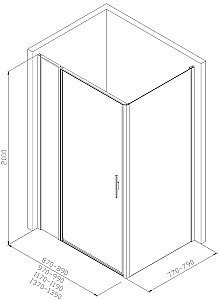Душевой уголок Allen Brau Priority 3.31036.BBA+3.31042.BBA 140х80 стекло прозрачное/профиль черный брашированный купить в интернет-магазине Sanbest