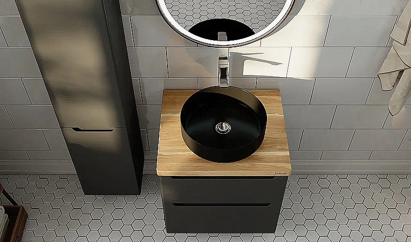 Тумба с раковиной Jorno Wood 60 серая для ванной в интернет-магазине Sanbest