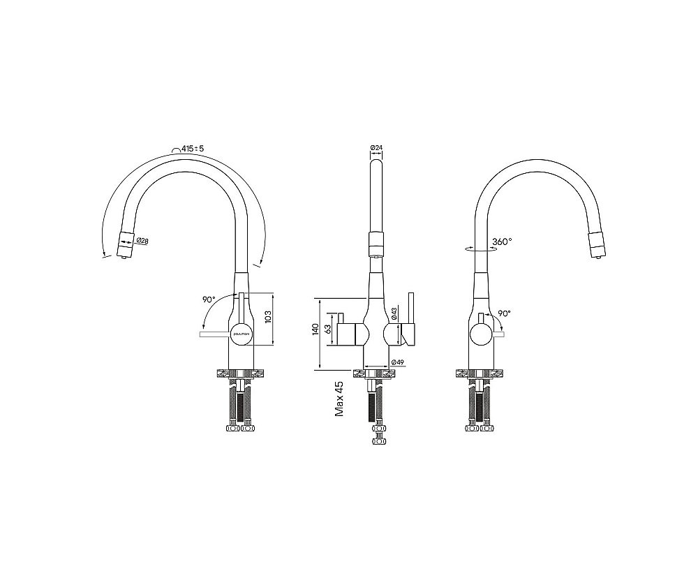 Смеситель для кухни Paulmark Salix Sa213419-BS брашированная сталь купить в интернет-магазине сантехники Sanbest