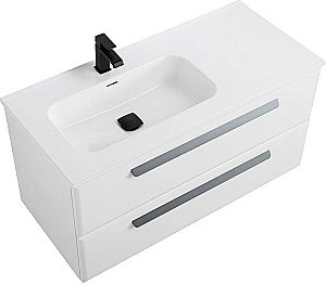 Тумба с раковиной Cezares ECO-CER-N 100 ECO-CER-N-1000-2C-SO-BL белая глянцевая левая/правая для ванной в интернет-магазине Sanbest