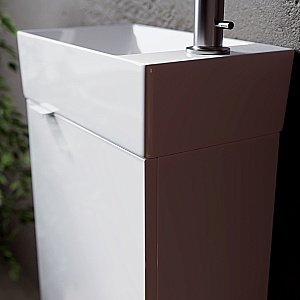 Тумба с раковиной Sancos Mini  MN35W белый глянец для ванной в интернет-магазине Sanbest