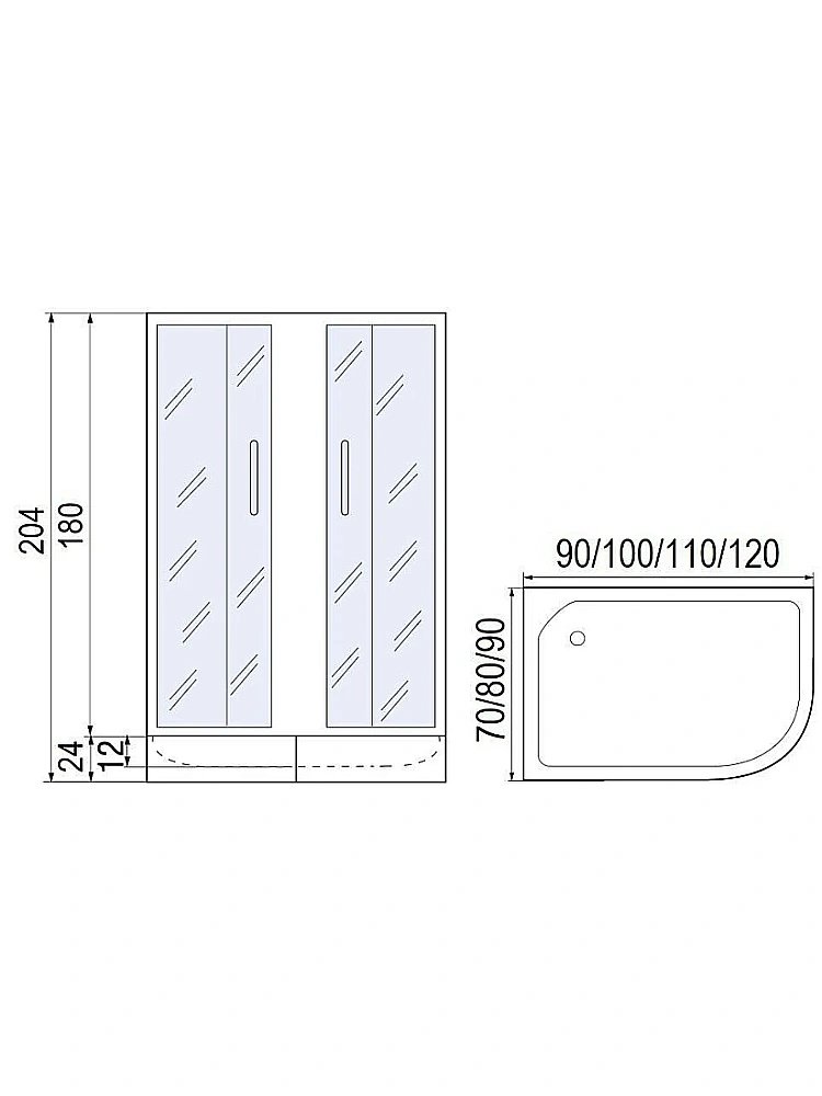 Душевой уголок с поддоном МОНОМАХ ДУ 90/80/180 МЗ L/R 10000013734 90x80 стекло прозрачное с рисунком/профиль хром купить в интернет-магазине Sanbest