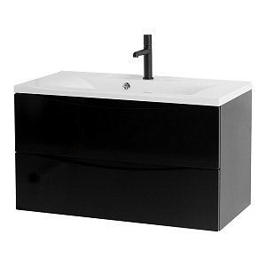 Тумба с раковиной Belbagno MARINO 90 2C-SO/BB900/450-LV-MR-PR Nero Lucido для ванной в интернет-магазине Sanbest