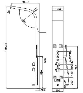 Душевая панель Denberg LT-204 купить в интернет-магазине сантехники Sanbest