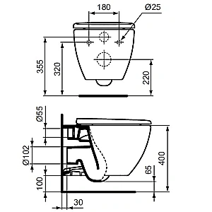 Унитаз подвесной Ideal Standard Tesi ST007901 безободковый, с крышкой микролифт, белый купить в интернет-магазине Sanbest