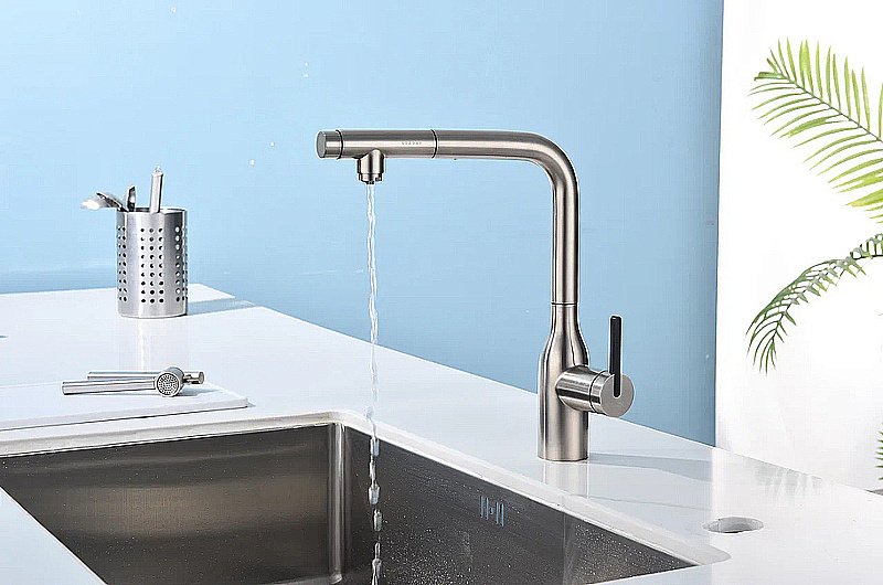 Смеситель для кухни Paulmark Viper Vi213105-BS брашированная сталь купить в интернет-магазине сантехники Sanbest