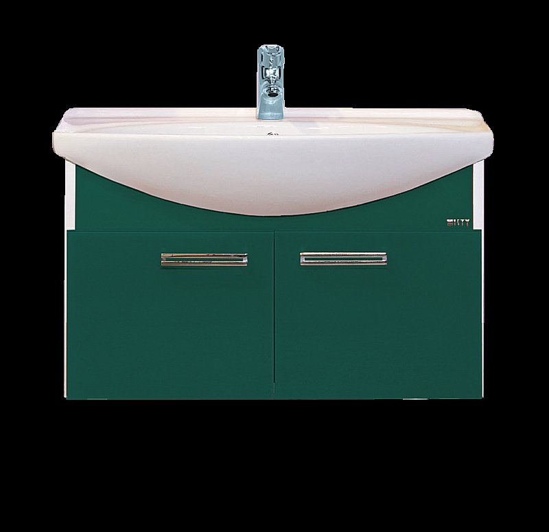 Тумба с раковиной подвесная Misty Джулия 85 зеленая для ванной в интернет-магазине Sanbest