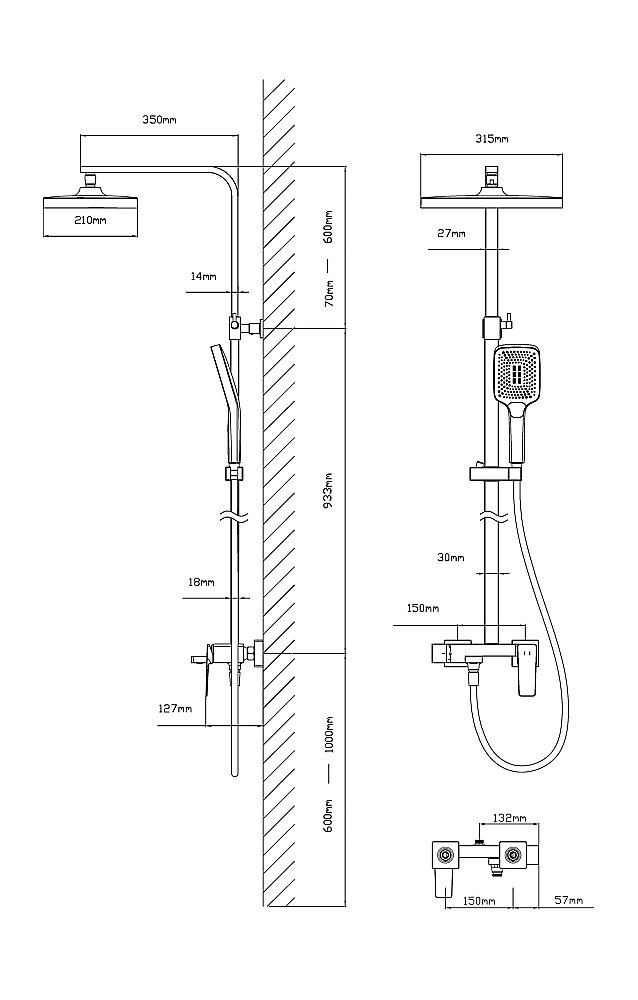 Душевая система Vincea Cube VSFS-4C12MB черная матовая купить в интернет-магазине сантехники Sanbest
