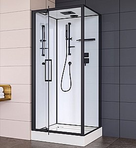 Душевая кабина Esbano EST-RASPA-90 90х90 стекло прозрачное/профиль черный купить в интернет-магазине Sanbest