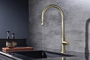 Смеситель для кухни Paulmark Galant Ga213077-LG светлое золото купить в интернет-магазине сантехники Sanbest