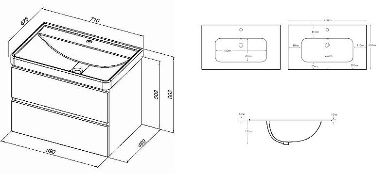 Тумба с раковиной Aquanet Вега 70 329590 маренго для ванной в интернет-магазине Sanbest