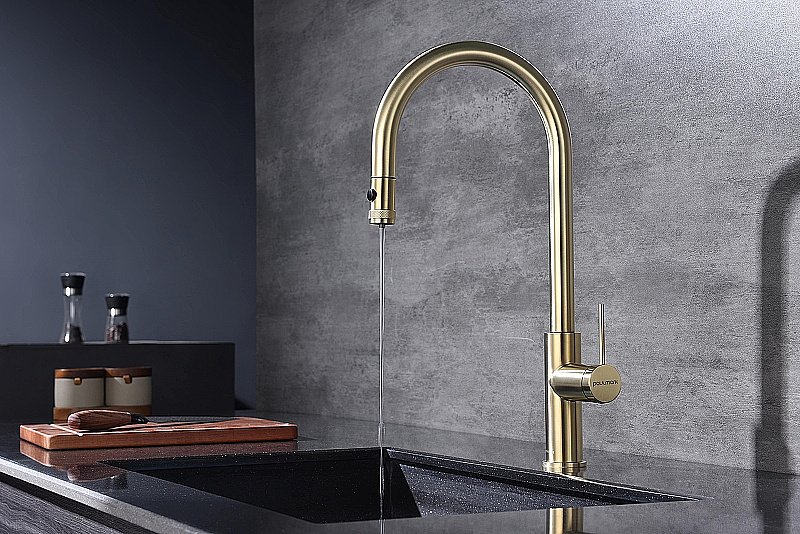 Смеситель для кухни Paulmark Galant Ga213077-LG светлое золото купить в интернет-магазине сантехники Sanbest