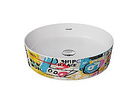 Накладная раковина CREAVIT Loop 40 LP140-00CB00E-GB00 белая, с декором купить в интернет-магазине Sanbest