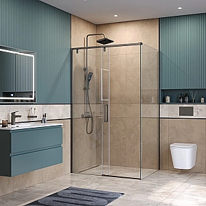 Душевой уголок BelBagno SOFT_CLOSE-1-AH-1 120х80 стекло прозрачное/профиль оружейная сталь купить в интернет-магазине Sanbest