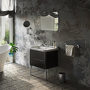 Тумба с раковиной Kerasan Waldorf 80 с 3 отверстиями, темный орех  для ванной в интернет-магазине Sanbest