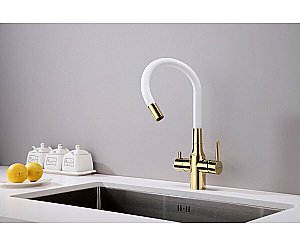 Смеситель для кухни Paulmark Salix Sa213419-Gw золото/белый купить в интернет-магазине сантехники Sanbest