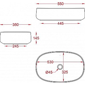 Раковина накладная Artceram Cognac Quadro 55 COL008 36 00 Notte купить в интернет-магазине Sanbest