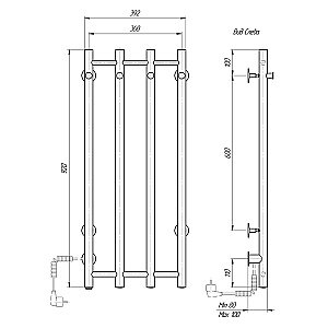 Полотенцесушитель электрический Domoterm Танго DMT 109-V4 36x92 EK хром купить в интернет-магазине сантехники Sanbest