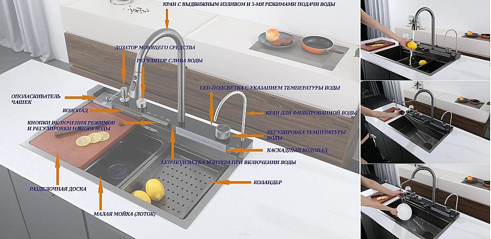 Кухонная мойка CeruttiSpa GLORIA Nano Gold 10355 золото купить в интернет-магазине сантехники Sanbest