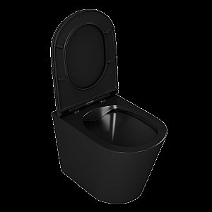 Унитаз подвесной с инсталляцией D&K Venice DS1022502 черный матовый/кнопка черная матовая, безободковый, с крышкой микролифт купить в интернет-магазине Sanbest