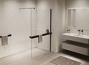 Душевая перегородка Vincea Walk-In VSW-1HR110CLB 110x200 профиль черный/стекло прозрачное купить в интернет-магазине Sanbest