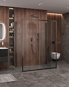 Душевой уголок Cezares Molveno 90x160 AH-12-160/90-C-GM-IV стекло прозрачное/профиль матовая оружейная сталь купить в интернет-магазине Sanbest