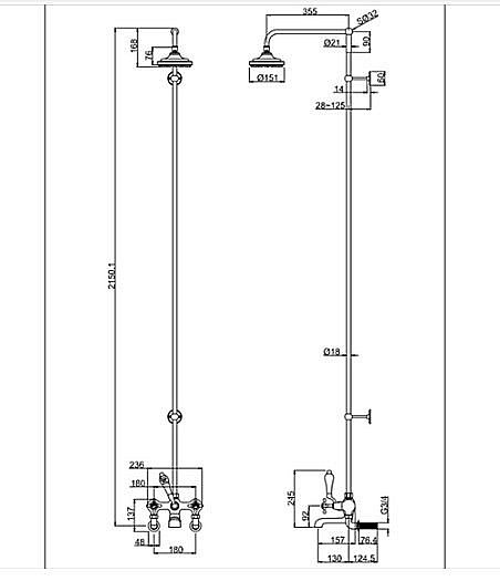 Душевая система Burlington Anglesey H295-AN хром купить в интернет-магазине сантехники Sanbest