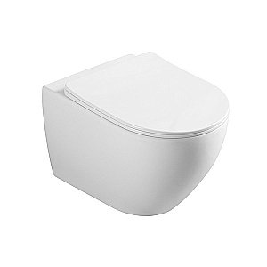 Унитаз подвесной Ceramalux CL2196-1 белый, безободковый, с крышкой микролифт купить в интернет-магазине Sanbest
