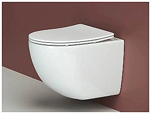 Унитаз подвесной Ceramica Nova Forma CN3009_1001B_1000 безободковый, с крышкой микролифт, с инсталляцией и черной матовой кнопкой купить в интернет-магазине Sanbest