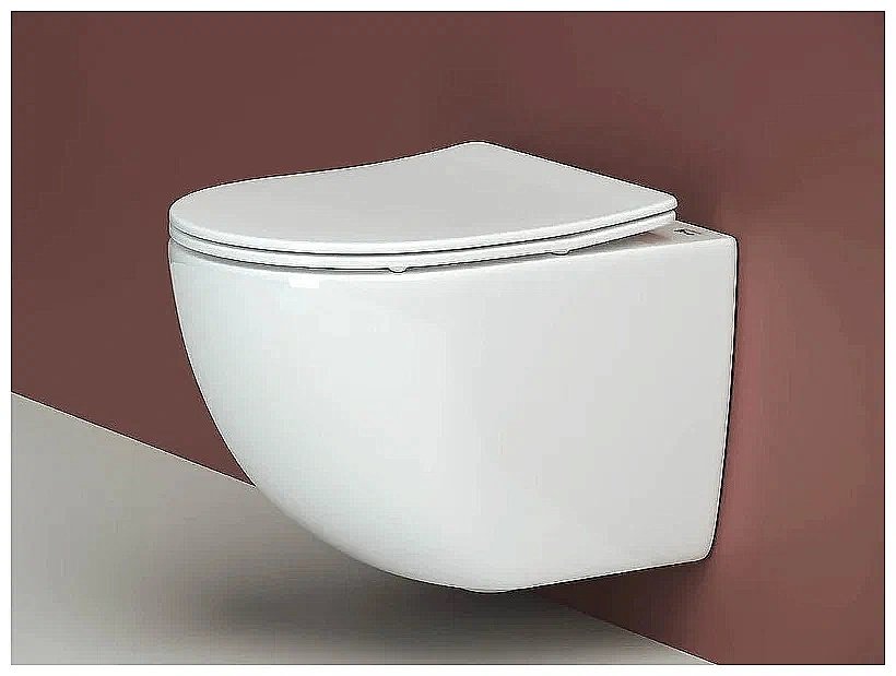 Унитаз подвесной Ceramica Nova Forma CN3009_1001B_1000 безободковый, с крышкой микролифт, с инсталляцией и черной матовой кнопкой купить в интернет-магазине Sanbest