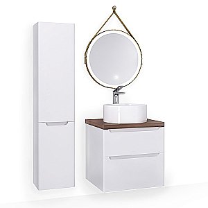 Пенал Jorno Wood 33 Wood.04.150/P/W белый для ванной в интернет-магазине сантехники Sanbest