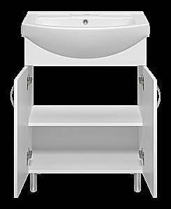 Тумба с раковиной Misty Изео - 65 Э-Изе01065-021Н белая для ванной в интернет-магазине Sanbest