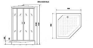 Душевая кабина с сенсором Niagara Premium NG-6901-01GD BLACK 90x90 купить в интернет-магазине Sanbest