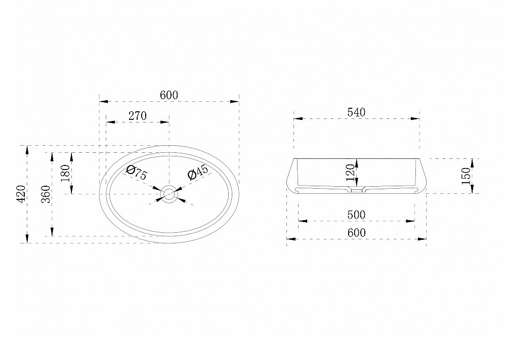 Раковина накладная ABBER Stein AS2605 60 белая матовая купить в интернет-магазине Sanbest