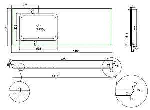 Столешница из натурального мрамора с раковиной Vincea Luxe VWTB-4LX140VB черный Versace купить в интернет-магазине Sanbest