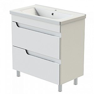 Тумба с раковиной Orange TOPLINE-Milano TMR80+RA белая глянец для ванной в интернет-магазине Sanbest