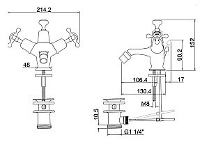 Смеситель для биде Burlington CL13-QT BLA хром/ручки черные купить в интернет-магазине сантехники Sanbest