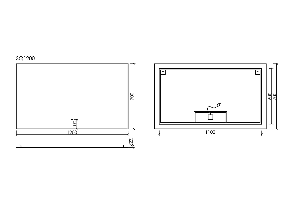 Зеркало с подсветкой Sancos Square 2.0 SQ2.1200 120х70 в ванную от интернет-магазине сантехники Sanbest