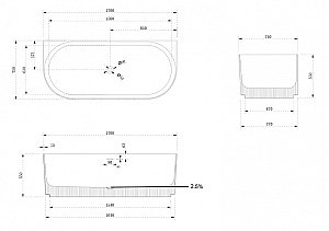 Ванна из искусственного камня ABBER Stein AS9630 170х75 белая матовая купить в интернет-магазине Sanbest