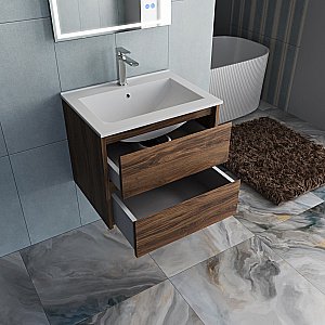 Тумба с раковиной Vincea Gio 60 VMC-2G600CO/VBS-13960 тёмный дуб/раковина белая для ванной в интернет-магазине Sanbest