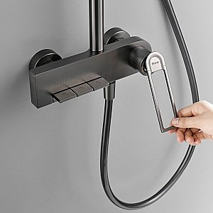 Душевая система Black&White Universe UK9900MG оружейная сталь купить в интернет-магазине сантехники Sanbest